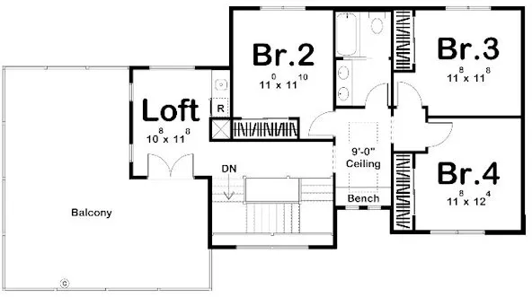 Second Floor Plan for House Plan #709942