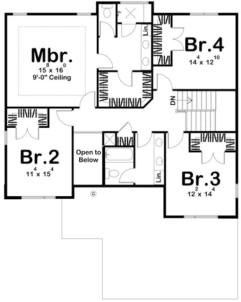 Second Floor Plan for House Plan #703442