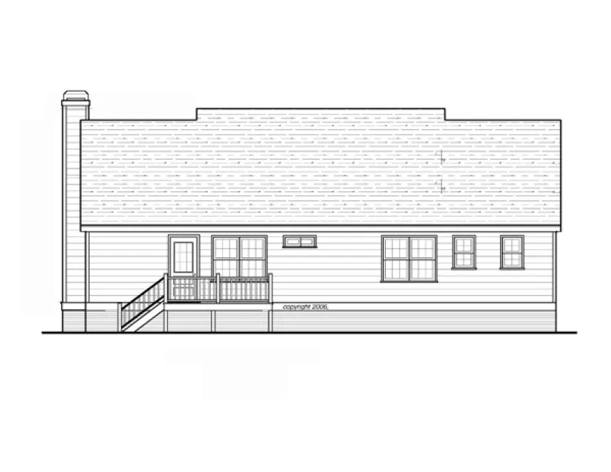 Rear Elevation for House Plan #121024
