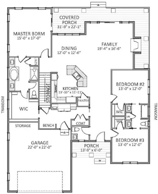 Main Floor Plan for House Plan #727212