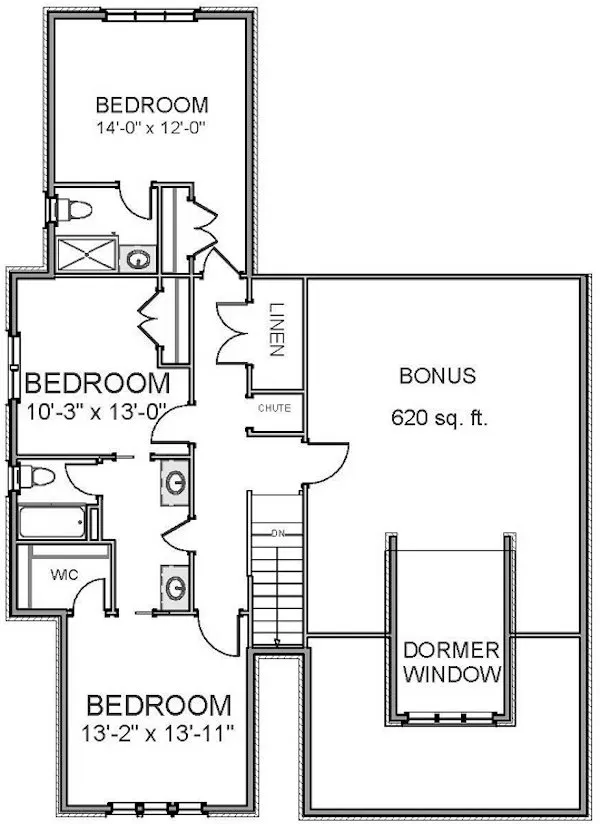 Second Floor Plan for House Plan #720803
