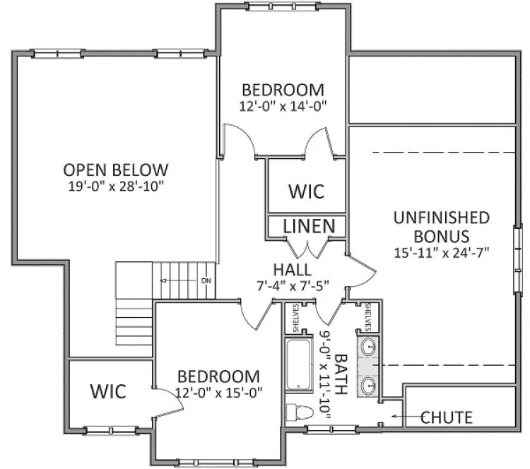 Second Floor Plan for House Plan #720882