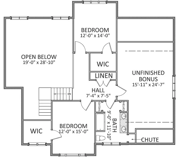 Second Floor Plan for House Plan #720882