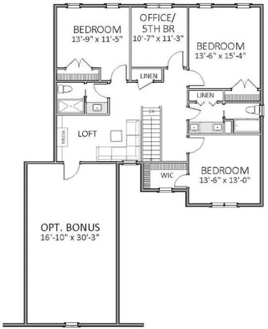 Second Floor Plan for House Plan #720713