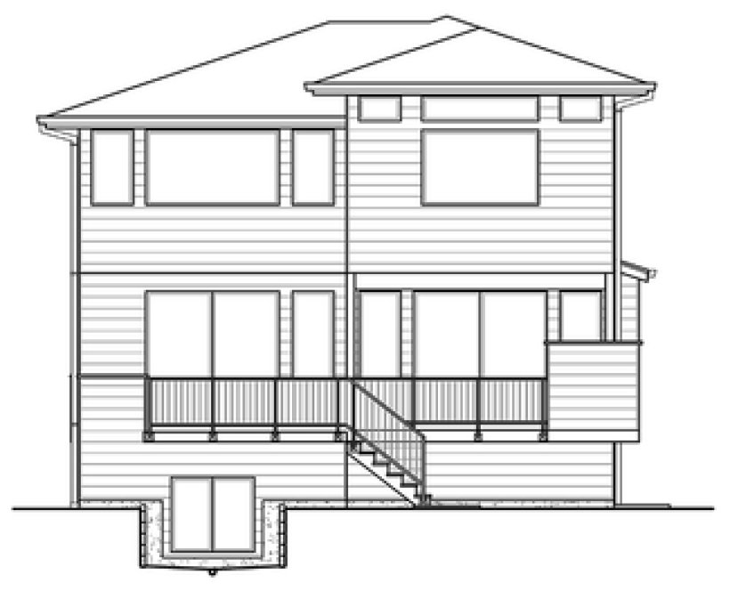 Rear Elevation for House Plan #331682