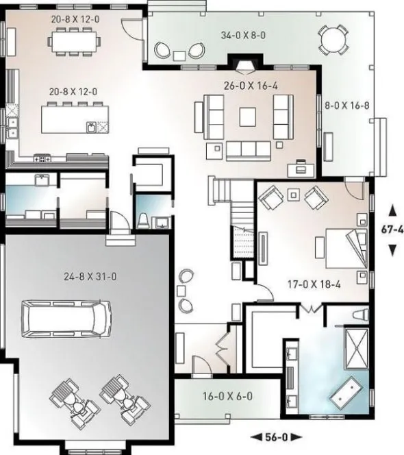 Main Floor Plan for House Plan #144533