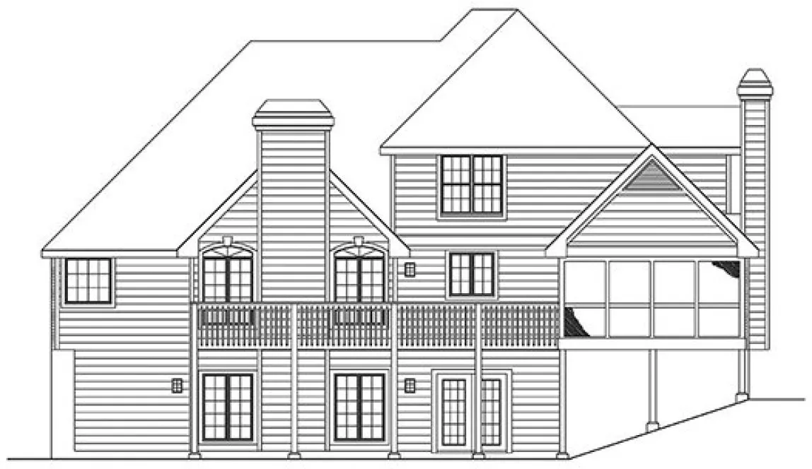 Rear Elevation for House Plan #637952