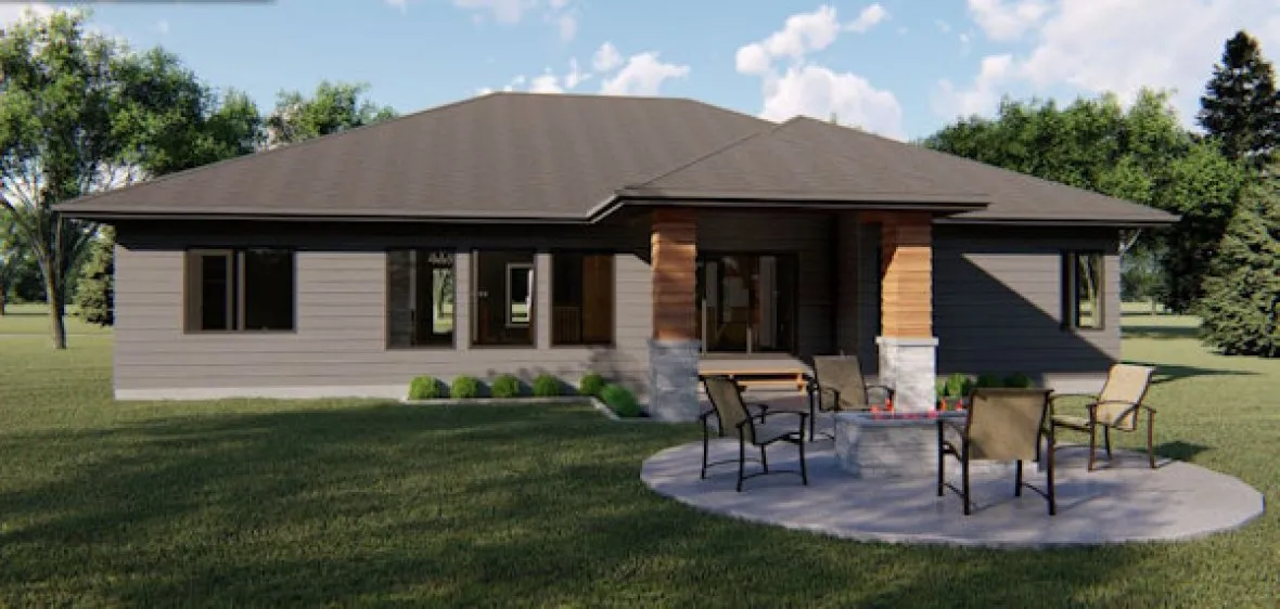 Rear Elevation for House Plan #705012