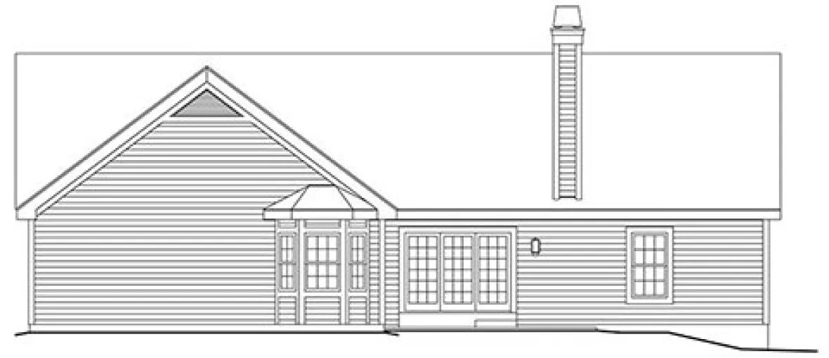Rear Elevation for House Plan #634191