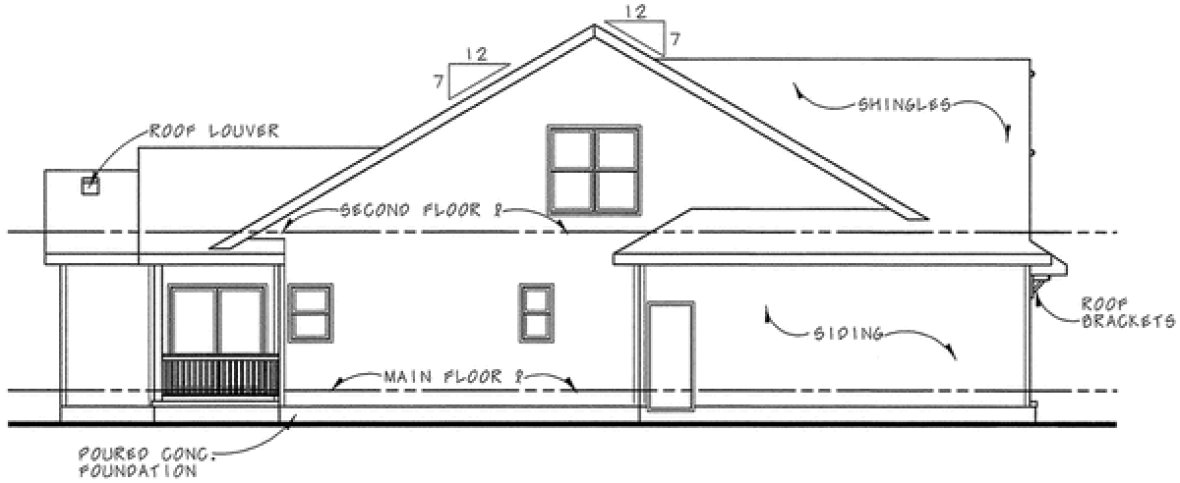 Left Elevation for House Plan #151004