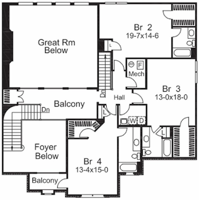 Second Floor Plan for House Plan #638806