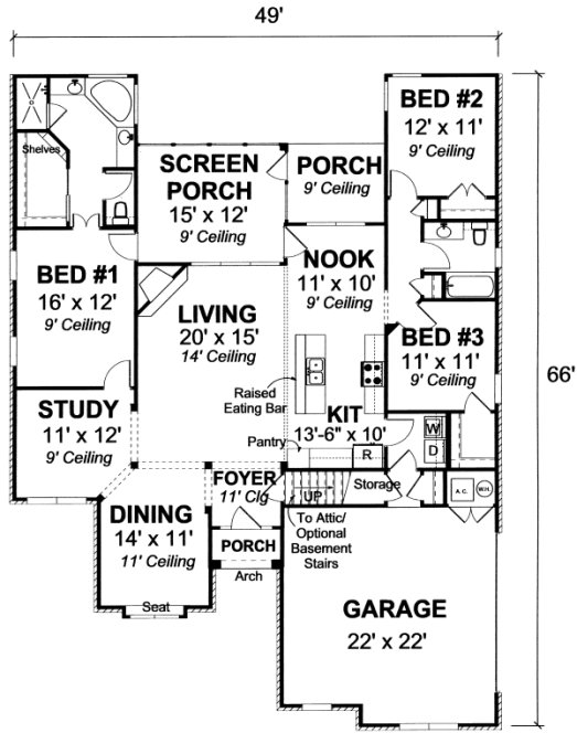 Main Floor Plan for House Plan #248842