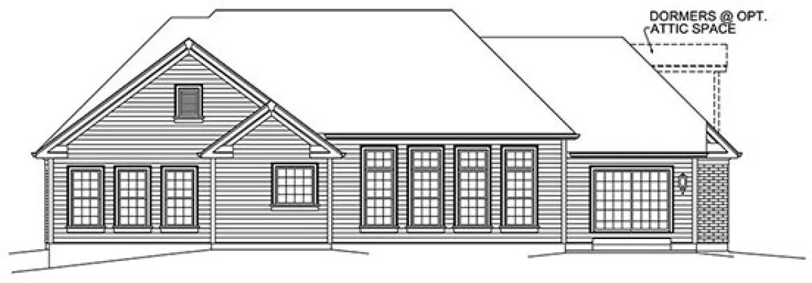Rear Elevation for House Plan #634182