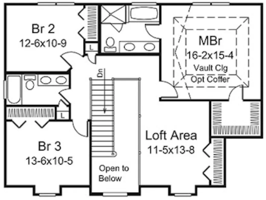 Second Floor Plan for House Plan #635552