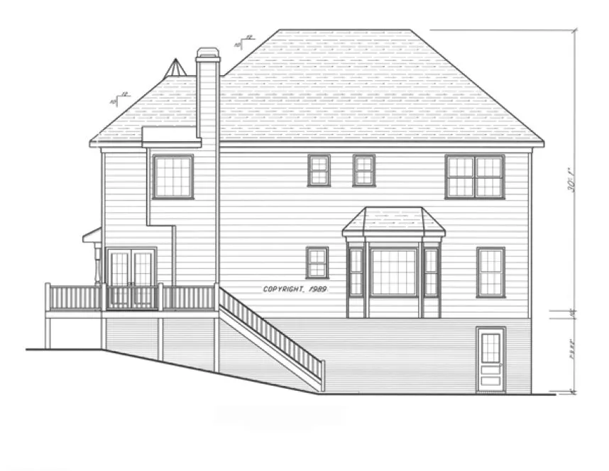 Rear Elevation for House Plan #120532