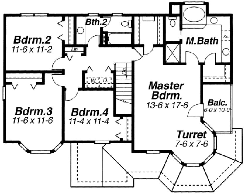 Second Floor Plan for House Plan #120532