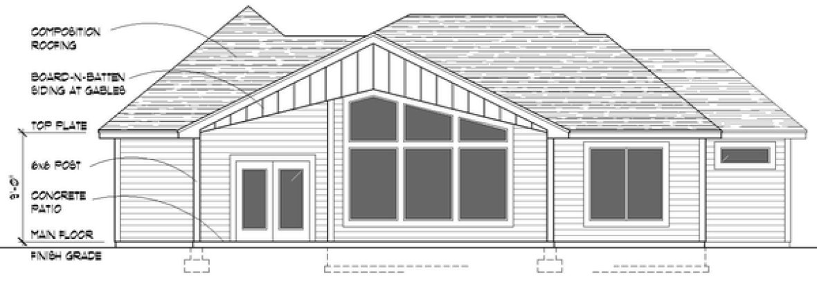 Rear Elevation for House Plan #805451