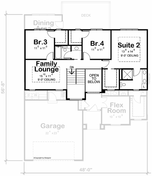 Second Floor Plan for House Plan #150262