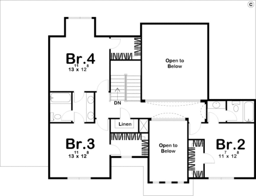 Second Floor Plan for House Plan #702172