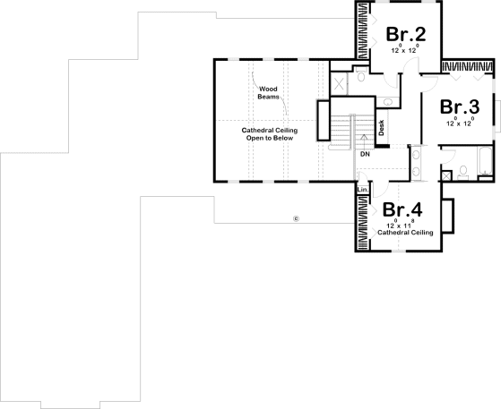 Second Floor Plan for House Plan #708672