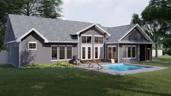 Rear Elevation for House Plan #702712