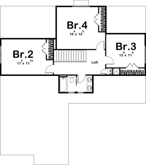 Second Floor Plan for House Plan #703922