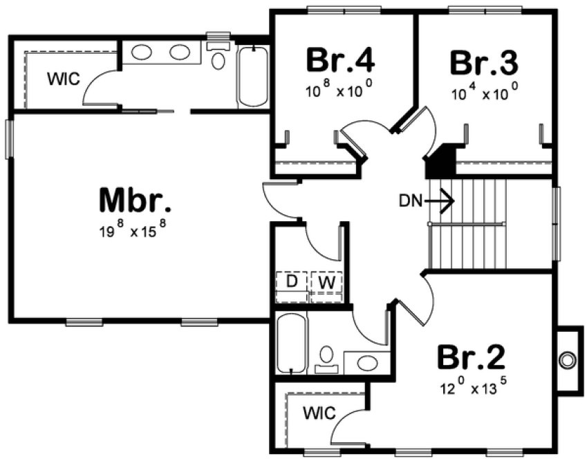 Second Floor Plan for House Plan #156281