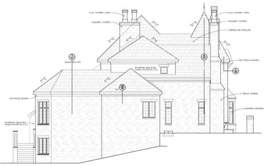 Left Elevation for House Plan #153864