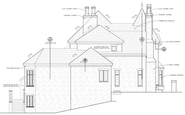 Left Elevation for House Plan #153864