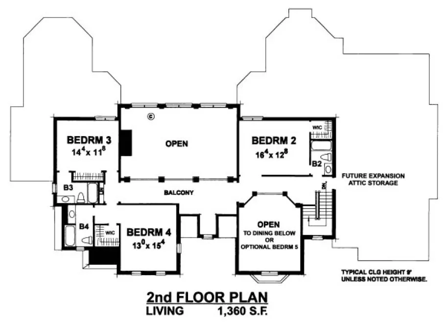 Second Floor Plan for House Plan #153864