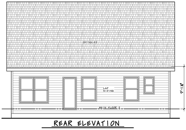 Rear Elevation for House Plan #157161