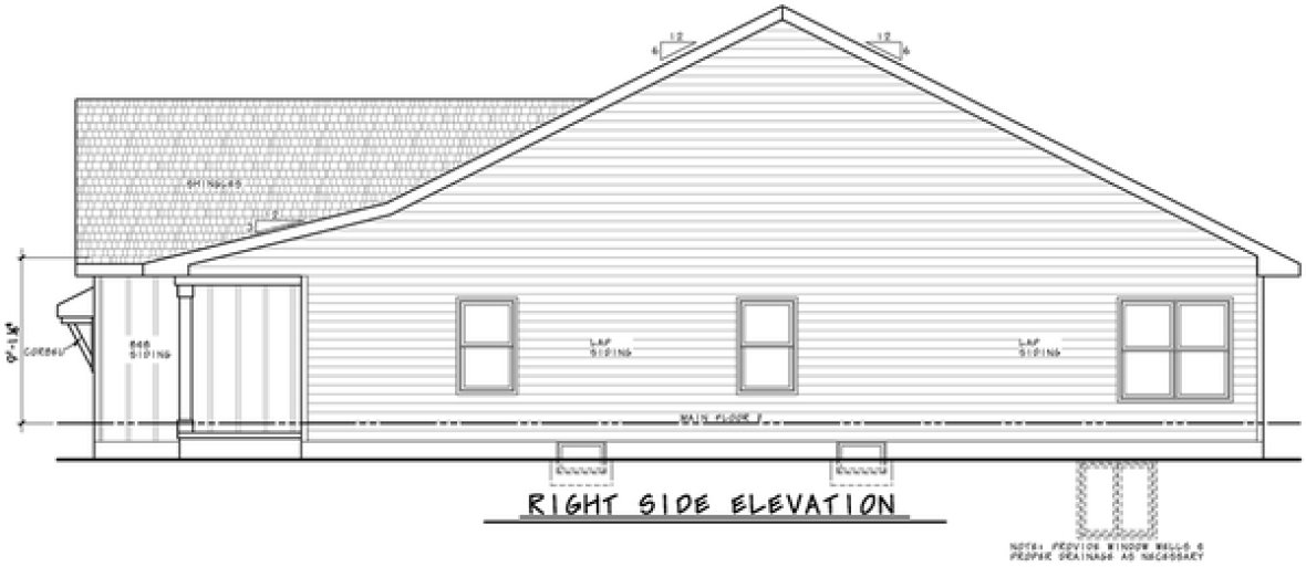 Right Elevation for House Plan #157161