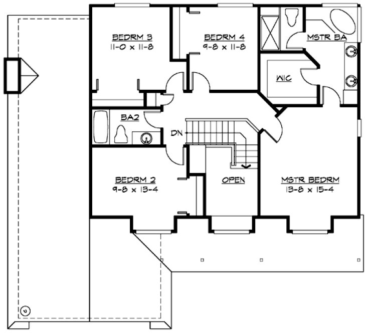 Second Floor Plan for House Plan #335622