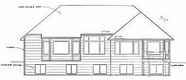 Rear Elevation for House Plan #355651