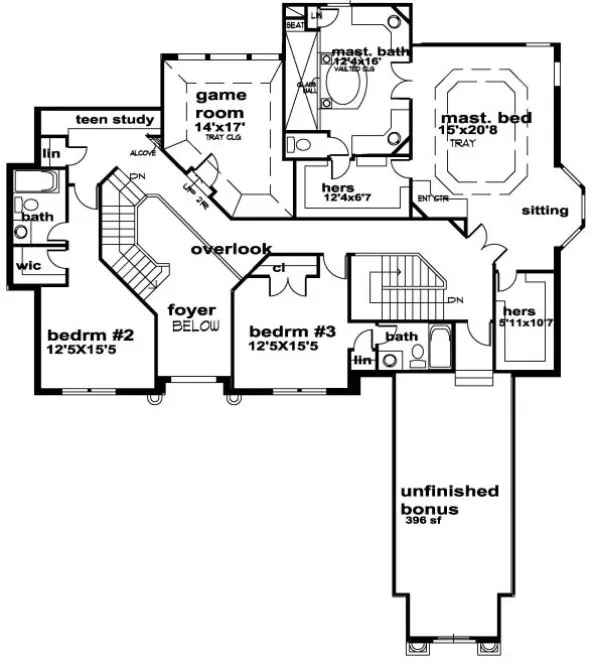 Second Floor Plan for House Plan #391014