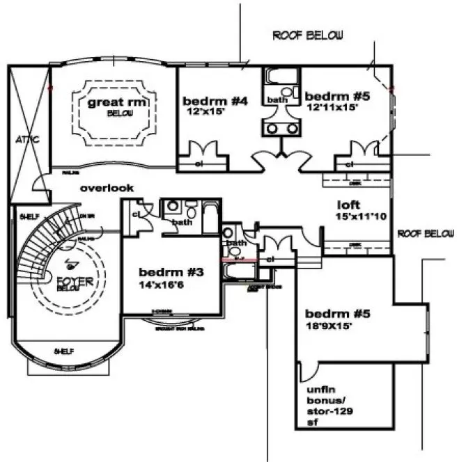 Second Floor Plan for House Plan #392094