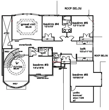 Second Floor Plan for House Plan #392094