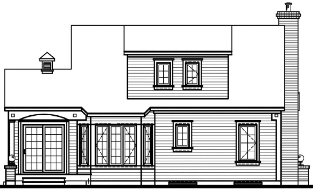 Rear Elevation for House Plan #144452
