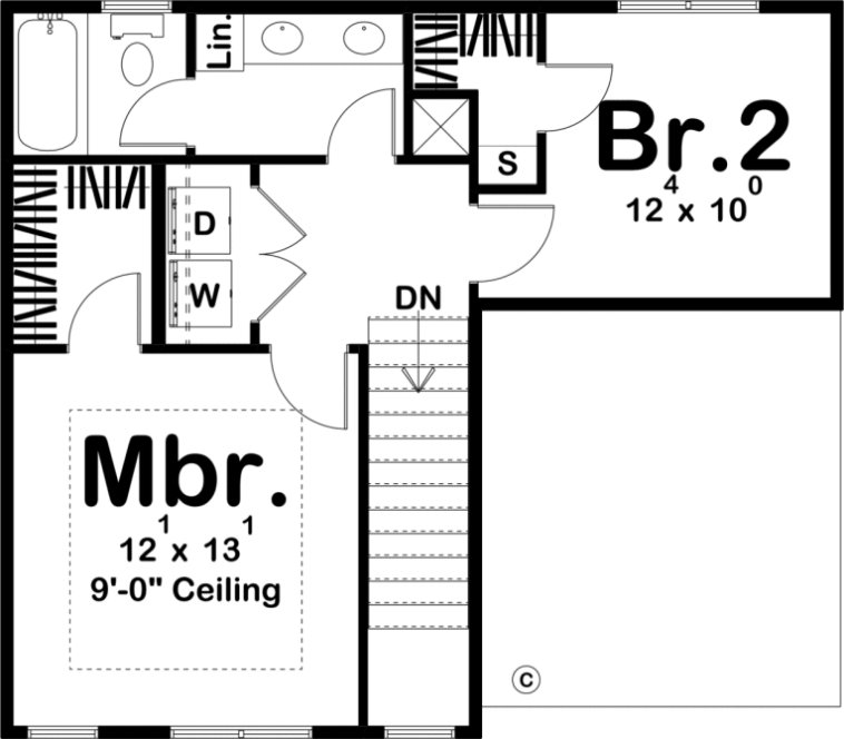 Second Floor Plan for House Plan #702390