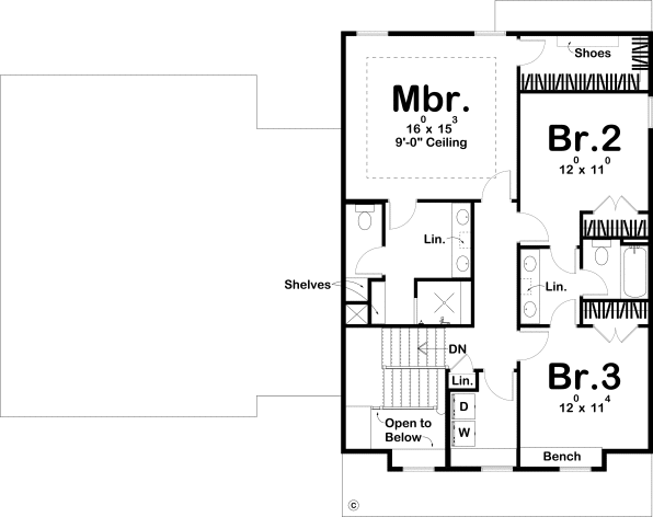 Second Floor Plan for House Plan #701522