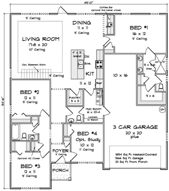 Main Floor Plan for House Plan #244581