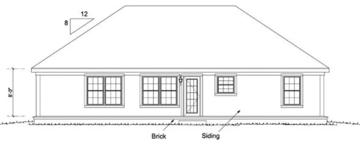 Rear Elevation for House Plan #248990