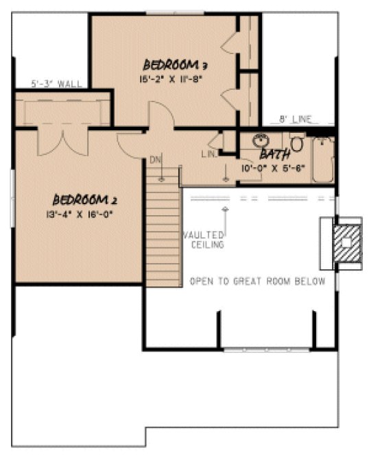 Second Floor Plan for House Plan #317591