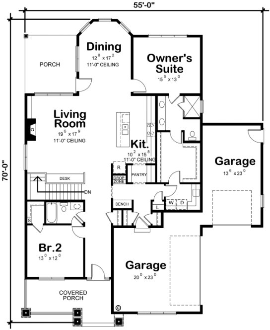 Main Floor Plan for House Plan #156091