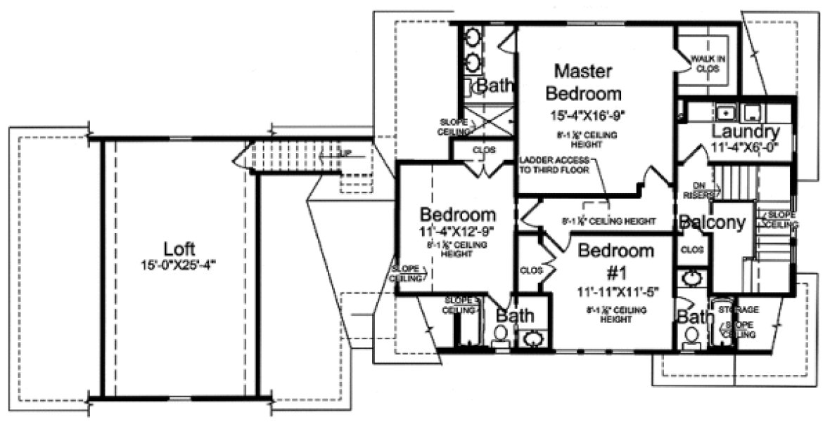 Second Floor Plan for House Plan #535312