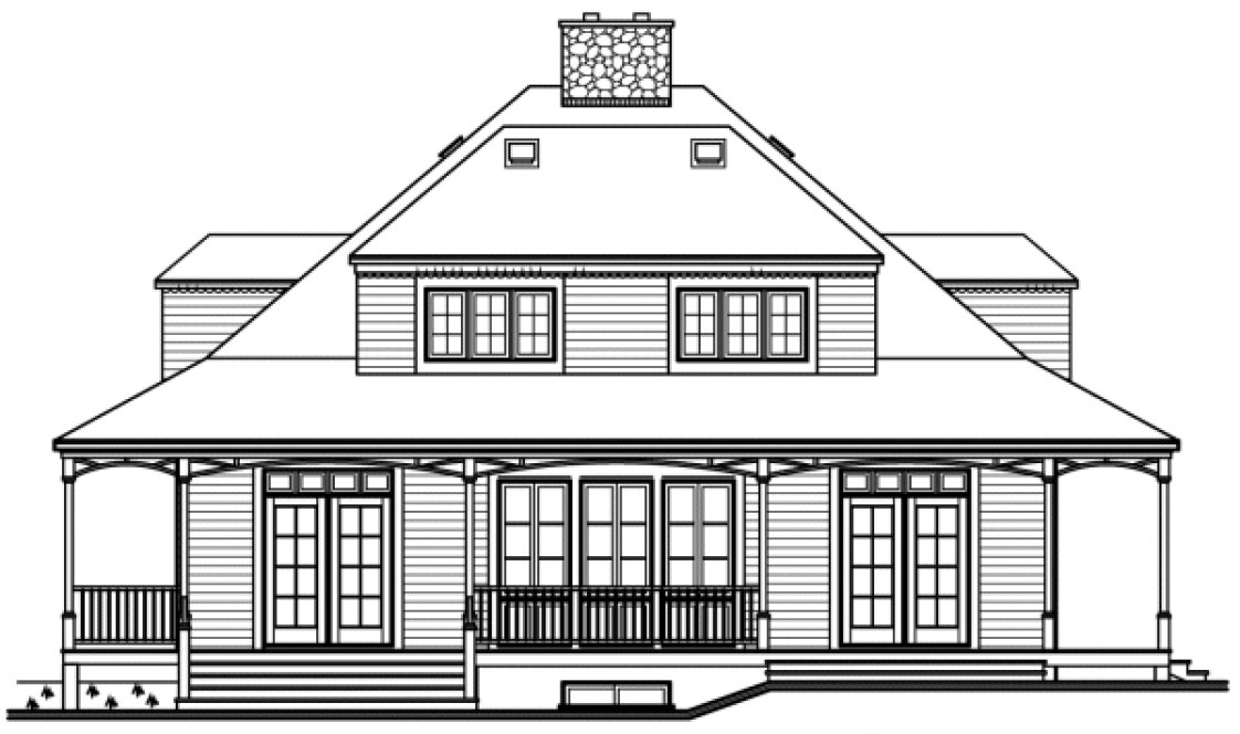 Rear Elevation for House Plan #148652