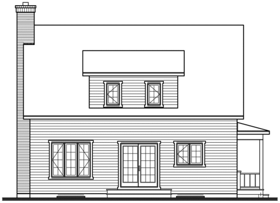 Rear Elevation for House Plan #141754