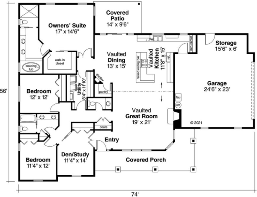 Main Floor Plan for House Plan #345032