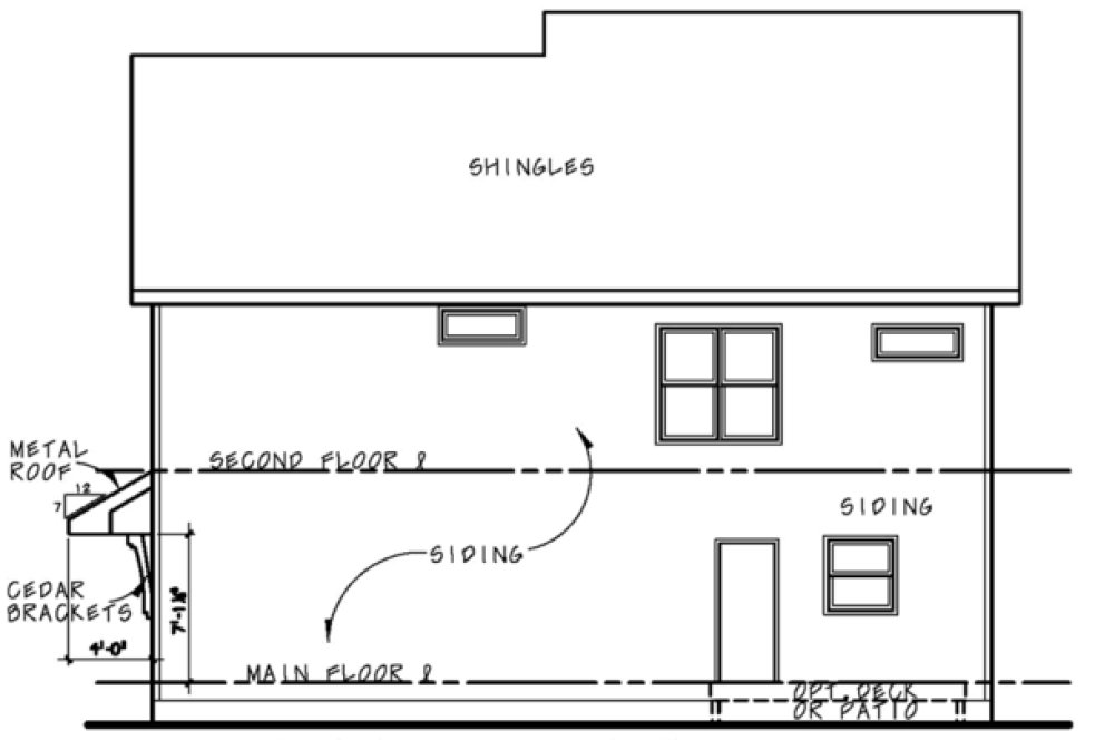 Rear Elevation for House Plan #158952