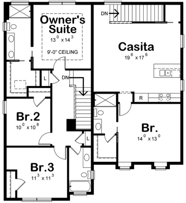 Second Floor Plan for House Plan #158952